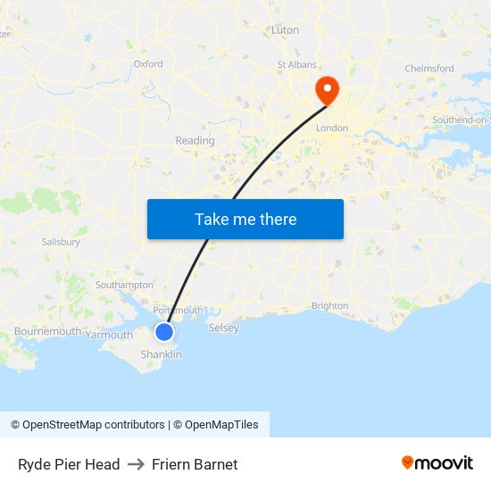 Ryde Pier Head to Friern Barnet map