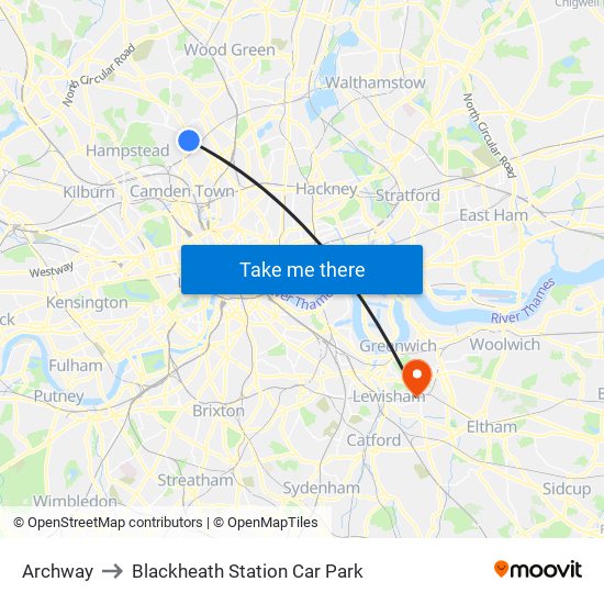 Archway to Blackheath Station Car Park map