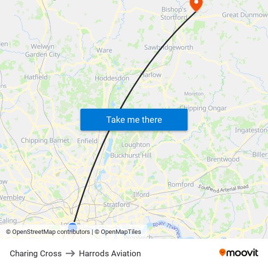 Charing Cross to Harrods Aviation map