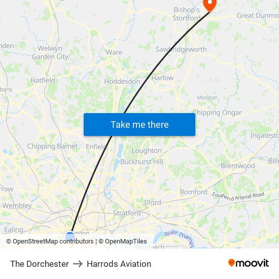 The Dorchester to Harrods Aviation map