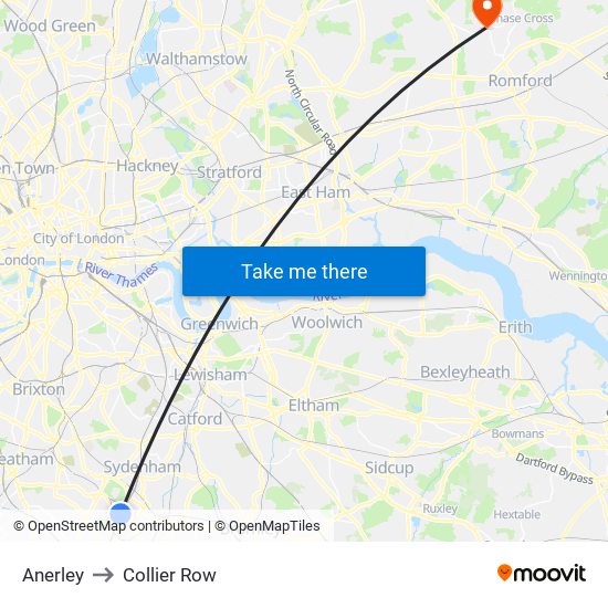 Anerley to Collier Row map