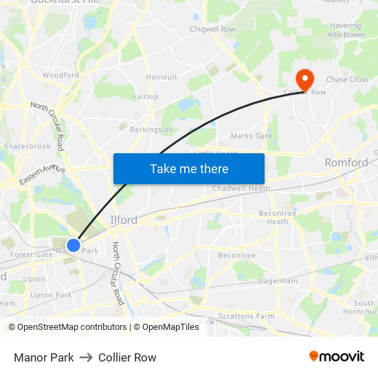 Manor Park to Collier Row map