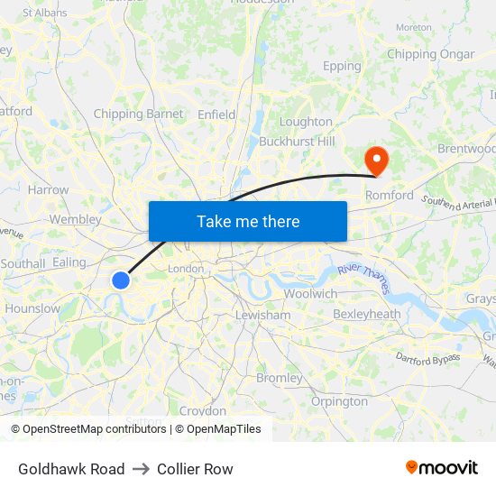 Goldhawk Road to Collier Row map