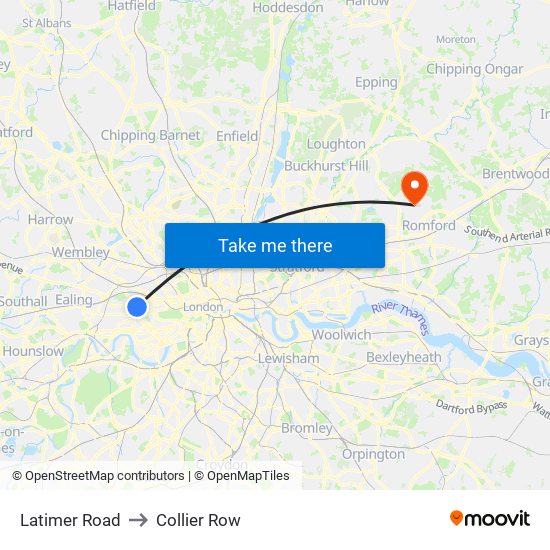 Latimer Road to Collier Row map