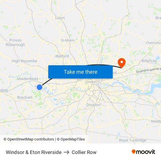 Windsor & Eton Riverside to Collier Row map