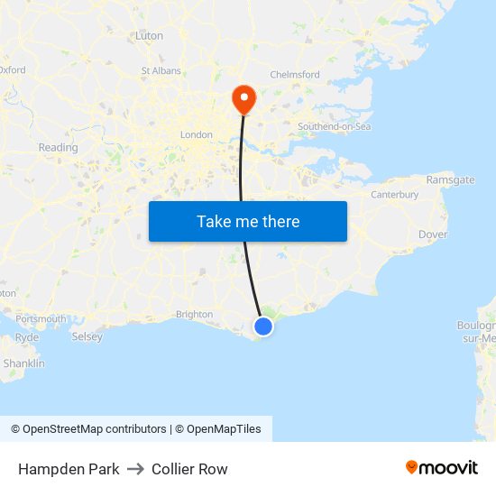 Hampden Park to Collier Row map