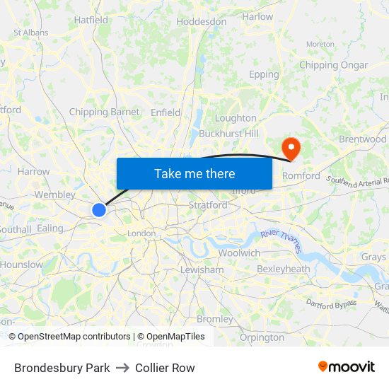 Brondesbury Park to Collier Row map