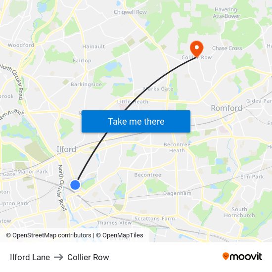 Ilford Lane to Collier Row map