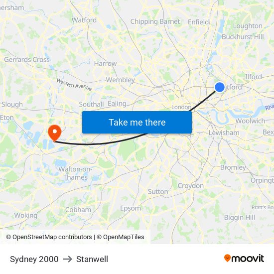 Sydney 2000 to Stanwell map