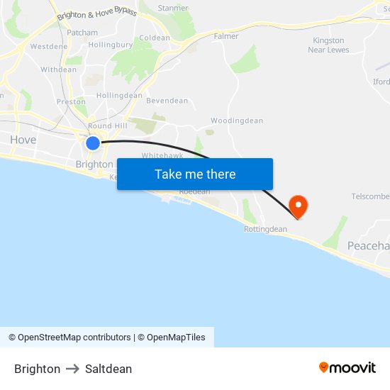 Brighton to Saltdean map