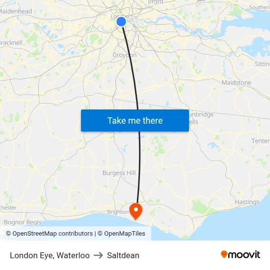 London Eye, Waterloo to Saltdean map