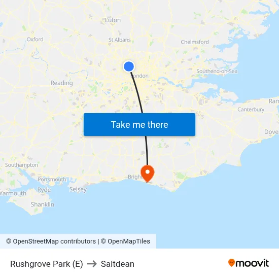 Rushgrove Park (E) to Saltdean map