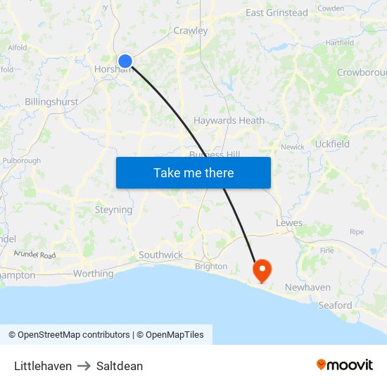 Littlehaven to Saltdean map