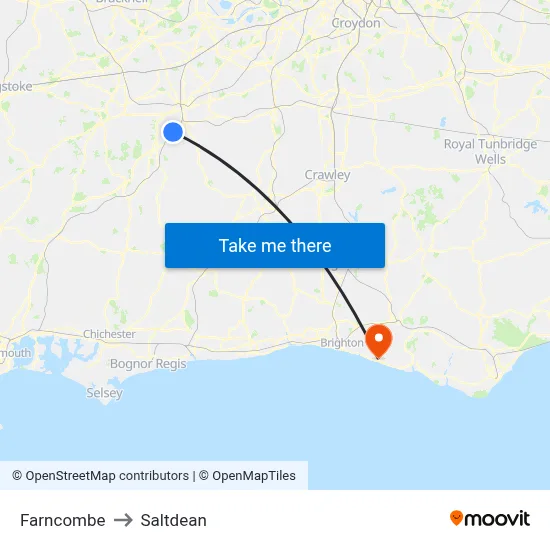 Farncombe to Saltdean map