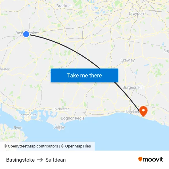 Basingstoke to Saltdean map