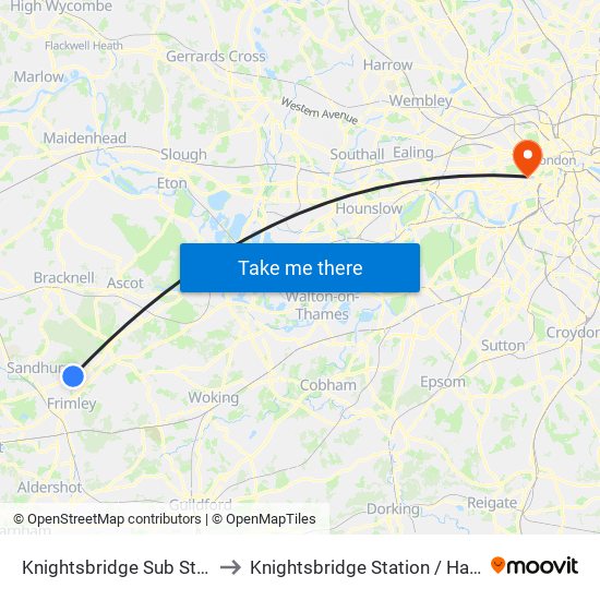 Knightsbridge Sub Station to Knightsbridge Station / Harrods map