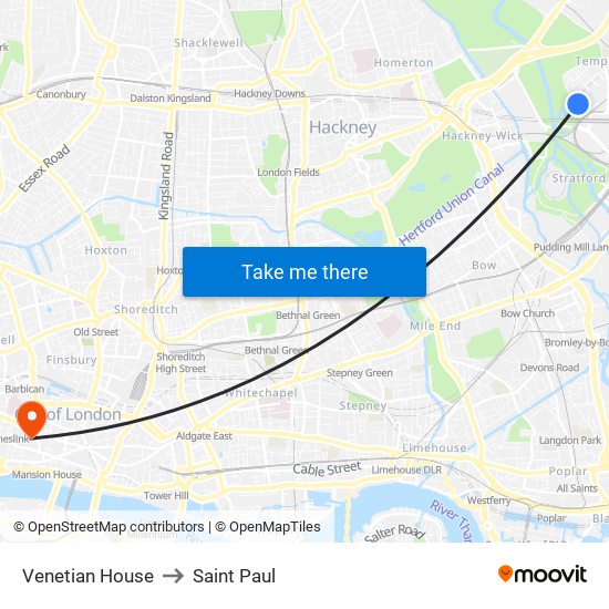 Venetian House to Saint Paul map