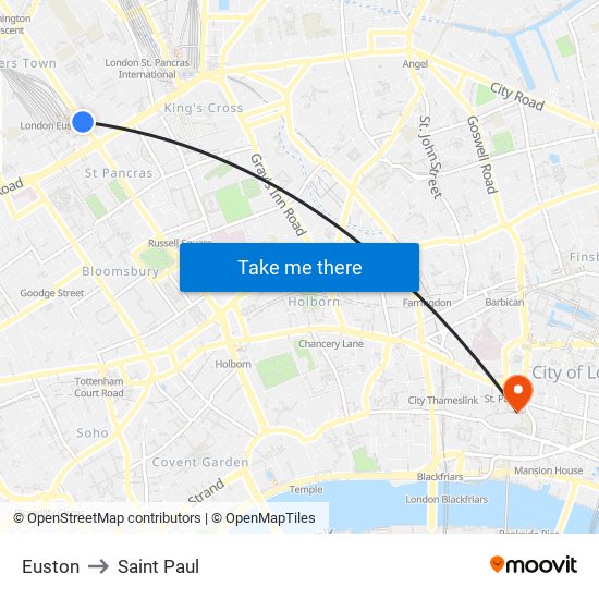 Euston to Saint Paul map