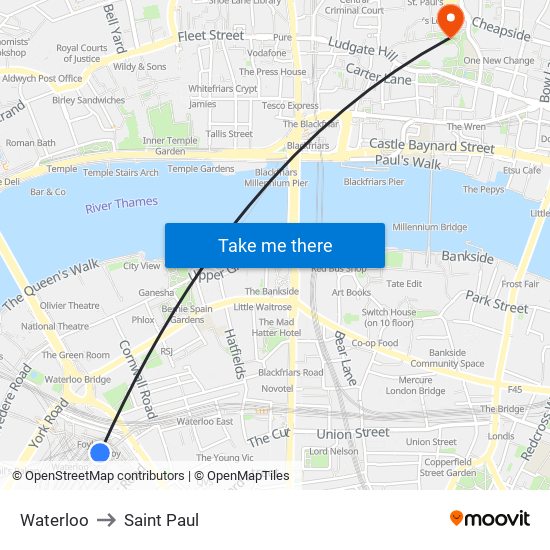 Waterloo to Saint Paul map