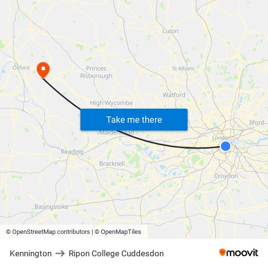 Kennington to Ripon College Cuddesdon map