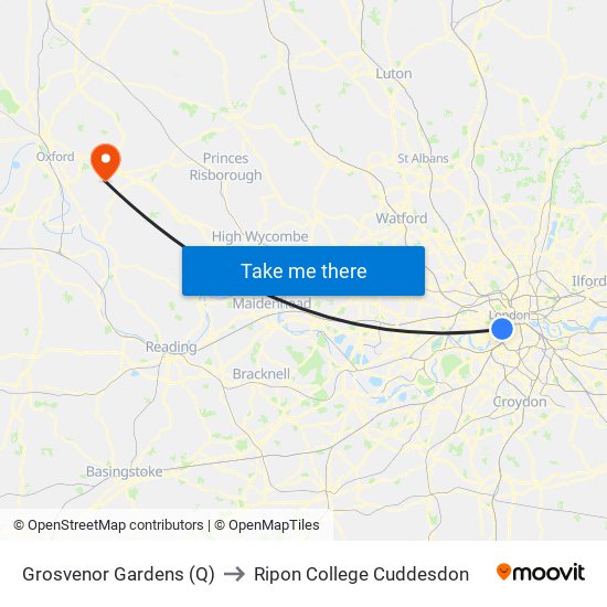 Grosvenor Gardens (Q) to Ripon College Cuddesdon map