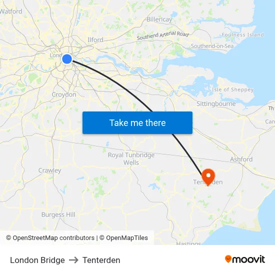 London Bridge to Tenterden map