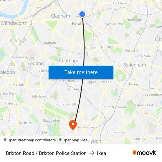 Brixton Road / Brixton Police Station to Ikea map