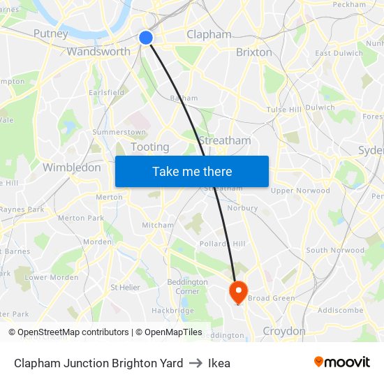 Clapham Junction Brighton Yard to Ikea map
