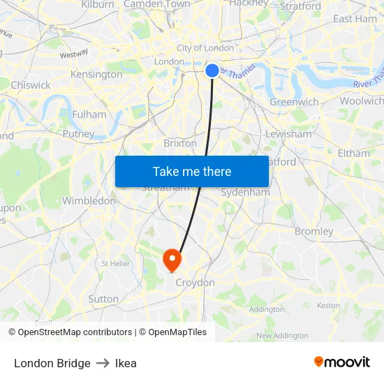 London Bridge to Ikea map