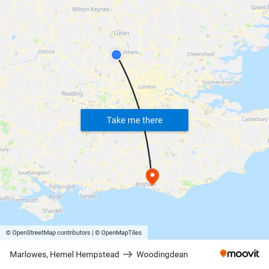 Marlowes, Hemel Hempstead to Woodingdean map