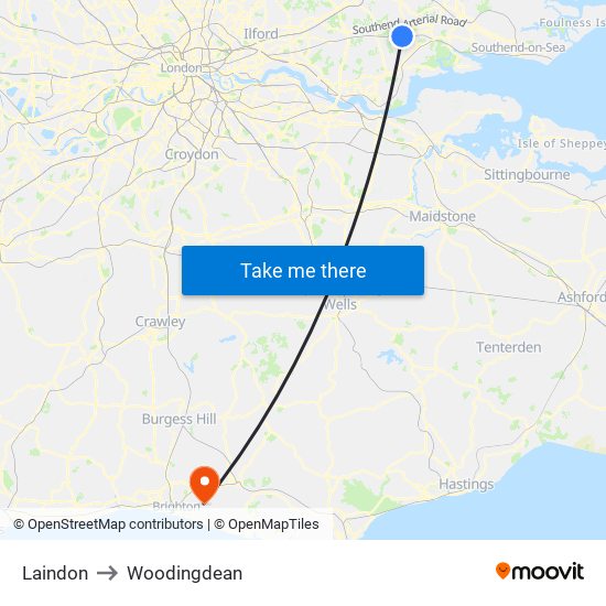 Laindon to Woodingdean map