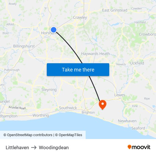 Littlehaven to Woodingdean map