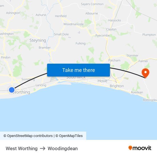 West Worthing to Woodingdean map