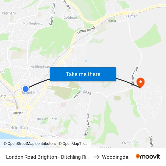 London Road Brighton - Ditchling Rise to Woodingdean map