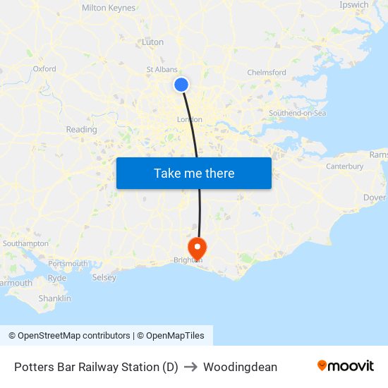 Potters Bar Railway Station (D) to Woodingdean map