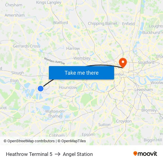 Heathrow Terminal 5 To Angel Station With Public Transportation