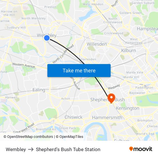 Wembley to Shepherd s Bush Tube Station with public transportation