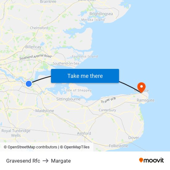 Gravesend Rfc to Margate map