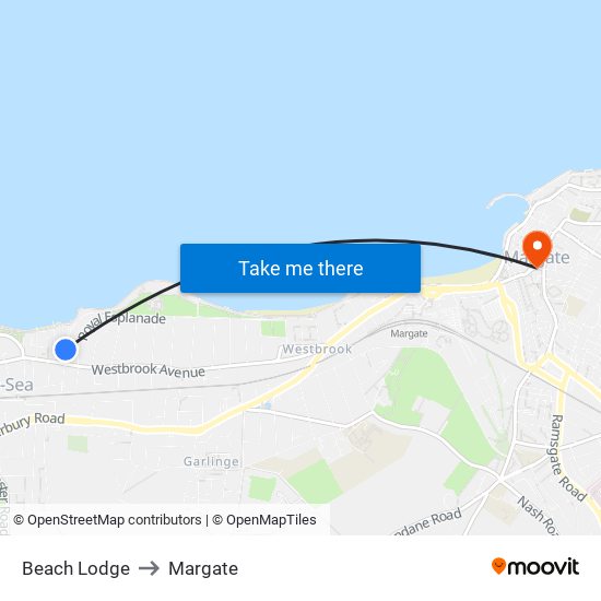 Beach Lodge to Margate map