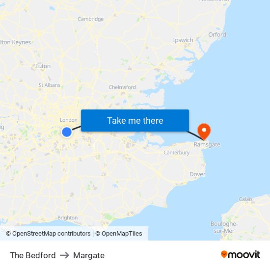 The Bedford to Margate map
