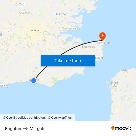 Brighton to Margate map