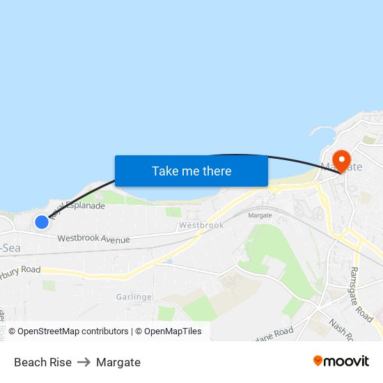Beach Rise to Margate map