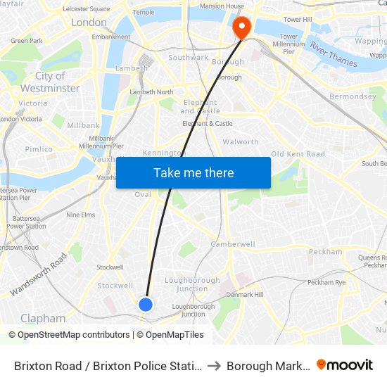 Brixton Road / Brixton Police Station to Borough Market map