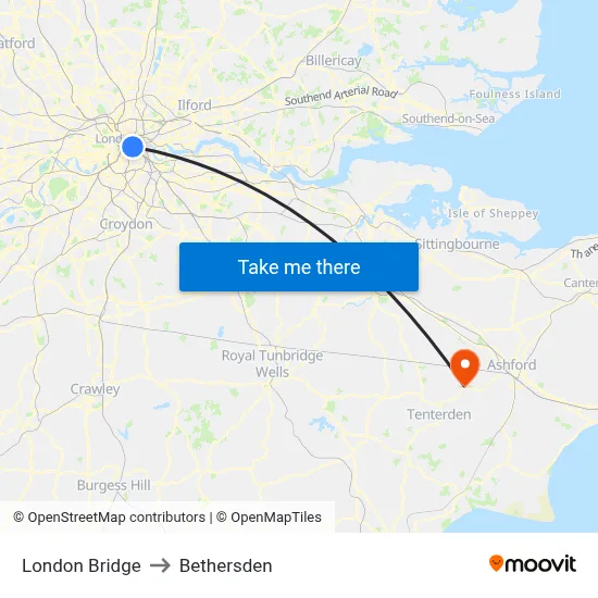 London Bridge to Bethersden map