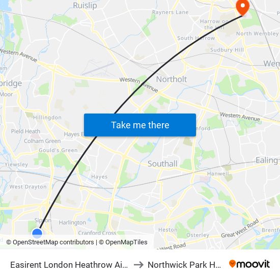 Easirent London Heathrow Airport Lhr to Northwick Park Hospital map