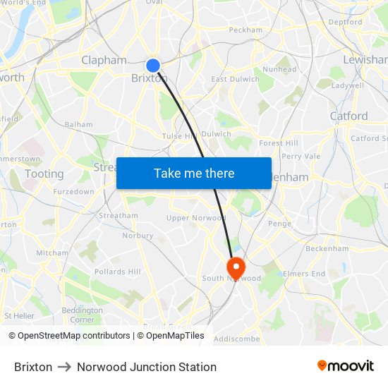 Brixton to Norwood Junction Station map