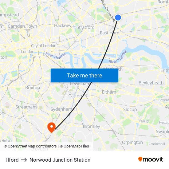 Ilford to Norwood Junction Station map