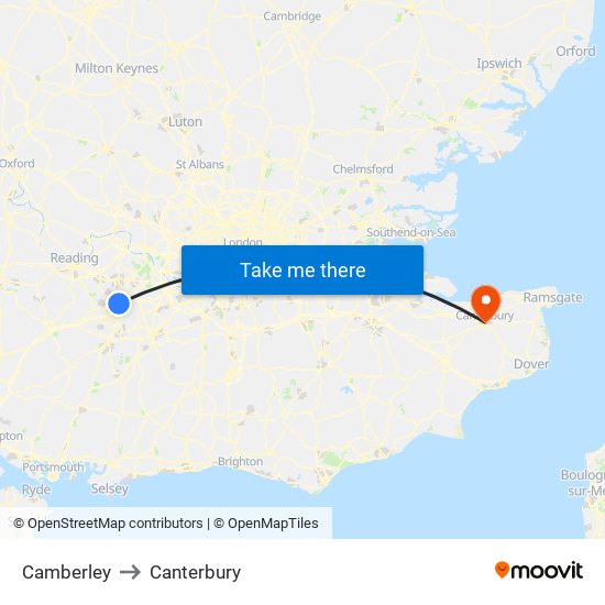 Camberley London to Canterbury Canterbury with public transportation