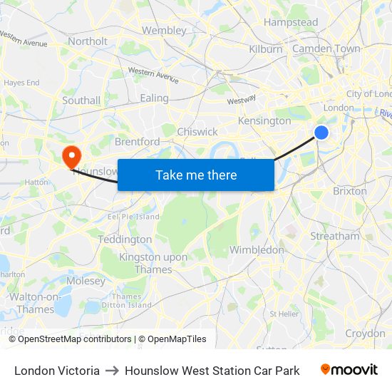 London Victoria to Hounslow West Station Car Park map