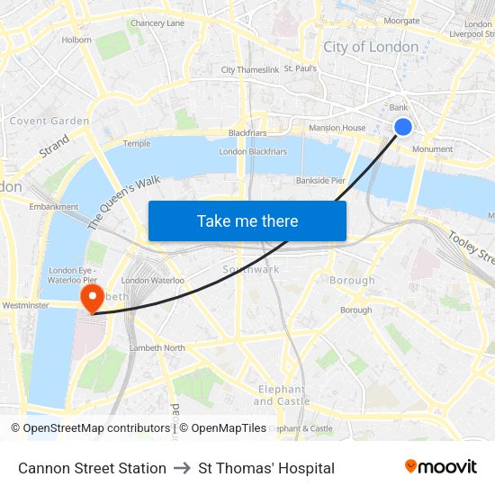 Cannon Street Station Map Cannon Street Station, City Of London To St Thomas' Hospital, Waterloo With  Public Transportation